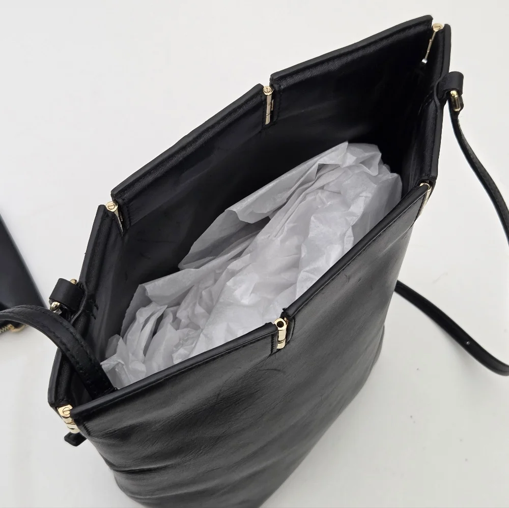 PETER DO HINGED LEATHER BAG - BLACK